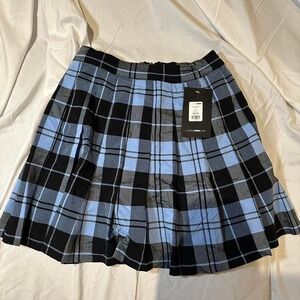 Blue‎ and black plaid skirt